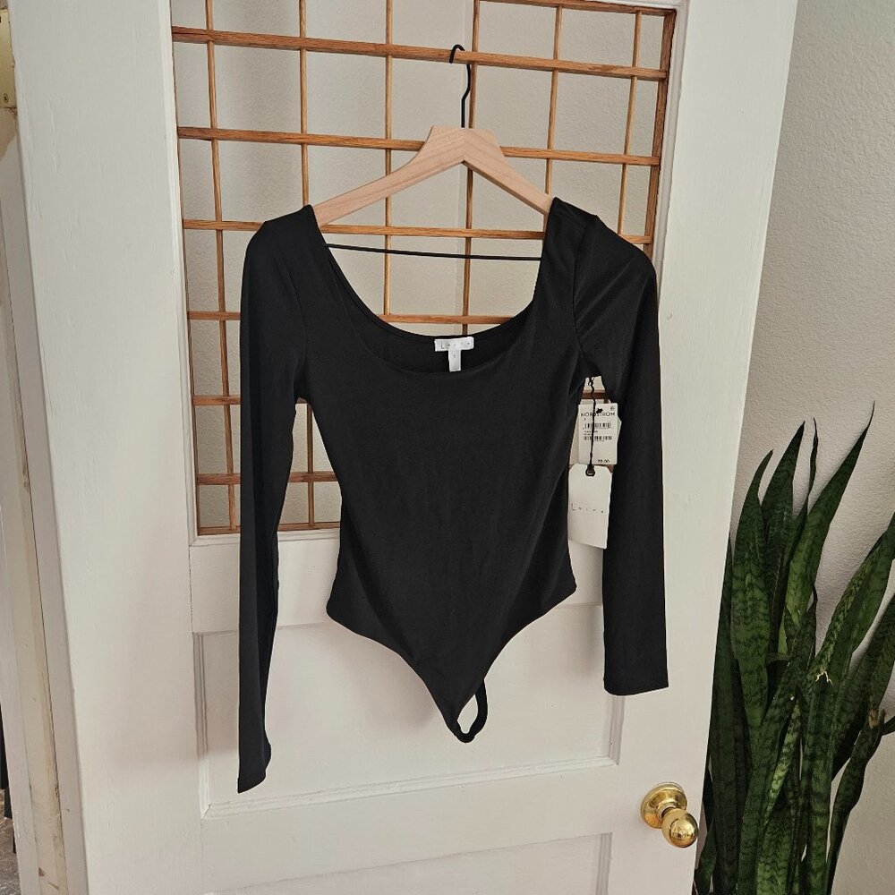 NWT Leith Deep Scoop Bodysuit Black Size S